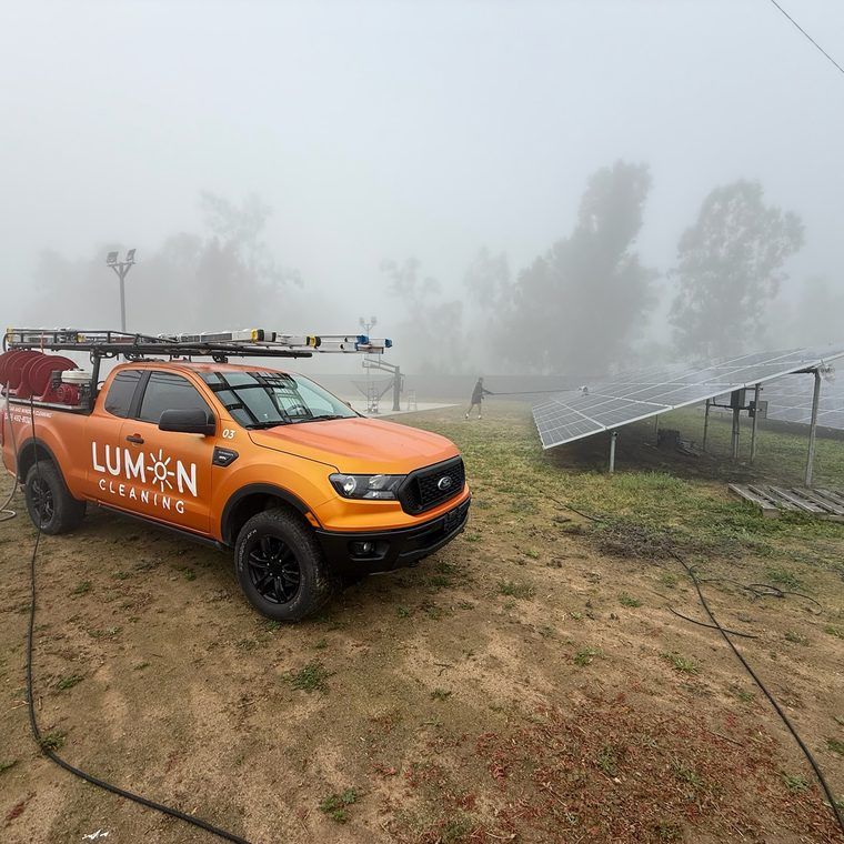 Lumon truck on site at a ground-mount solar array