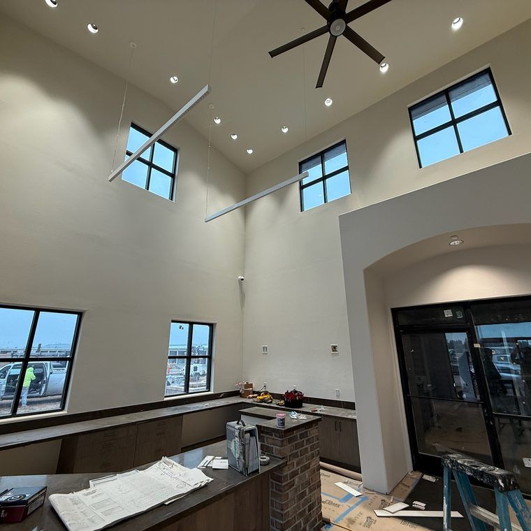 Tall interior windows cleaned to a shine