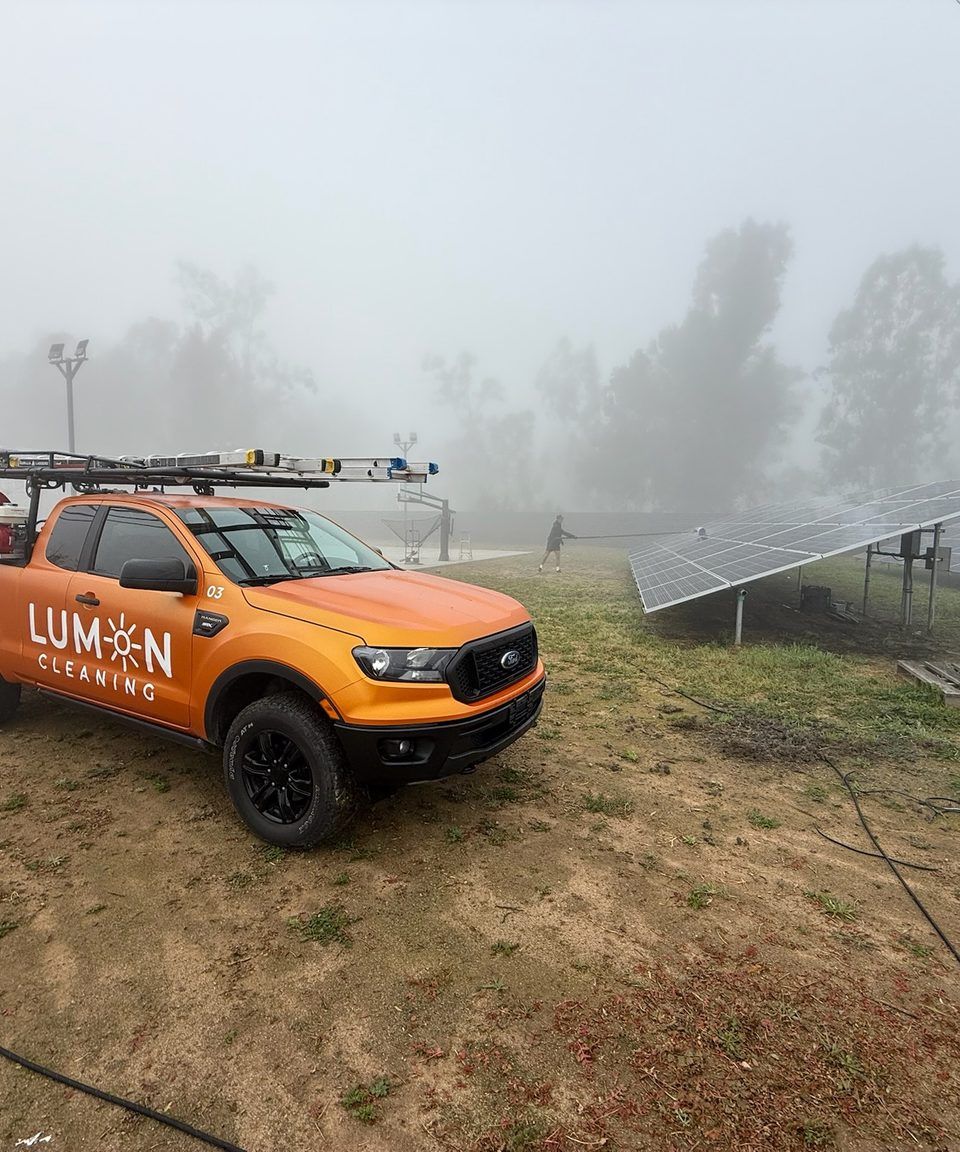 Lumon truck on site at a ground-mount solar array